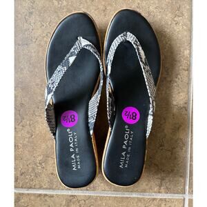 MILA PAOLI SNAKE PRINT SANDLE WEDGES SIZE 8.5 NEW